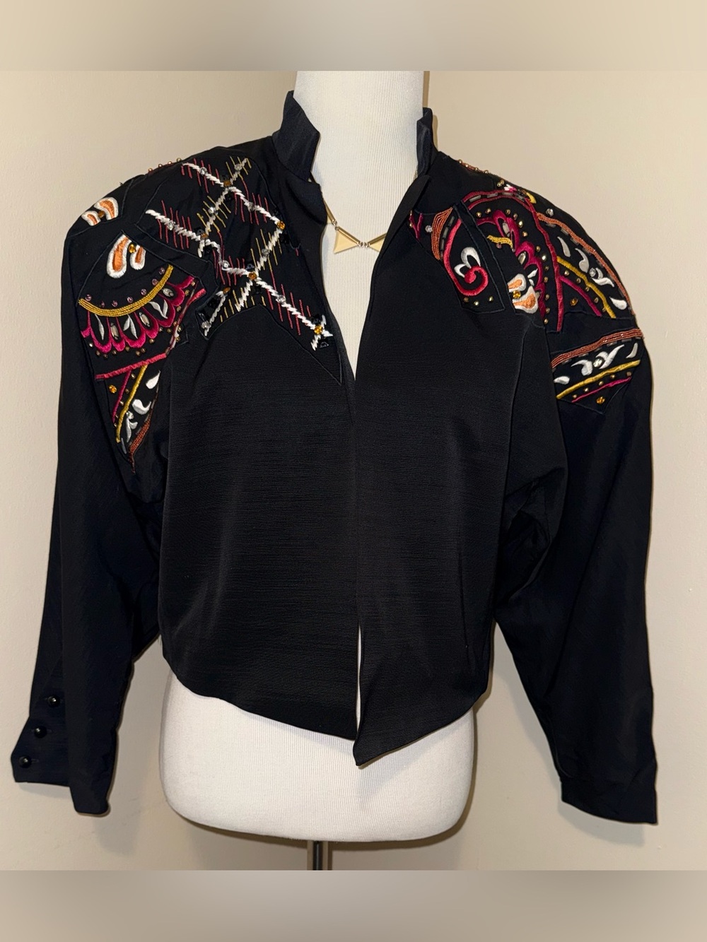 Escada Vintage 1980’s Cropped Embroidered & Beaded Bolero Jacket,Size-38(Medium)